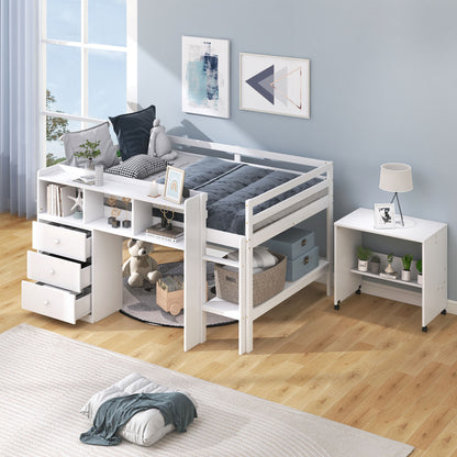 Low Loft Bed White