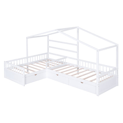 Twin House Bed White