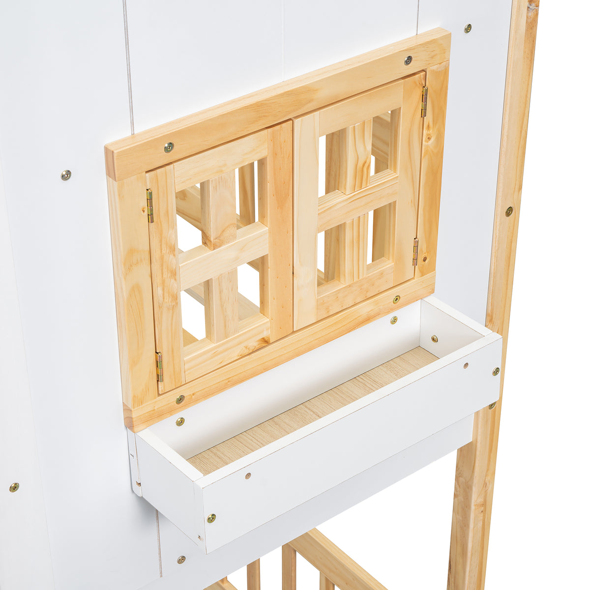 Twin House Bunk Bed Natural White