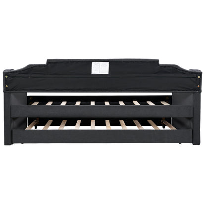 Twin Upholstered Daybed with Trundle – Black