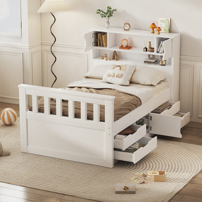 Twin Captain Platform Bed White