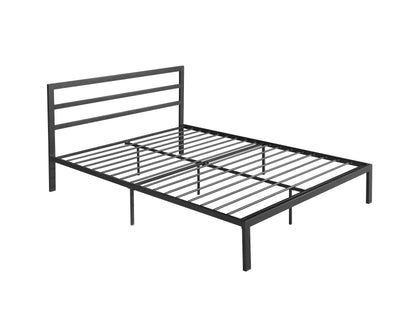 Charcoal Gray Metal Bed Frame with Headboard