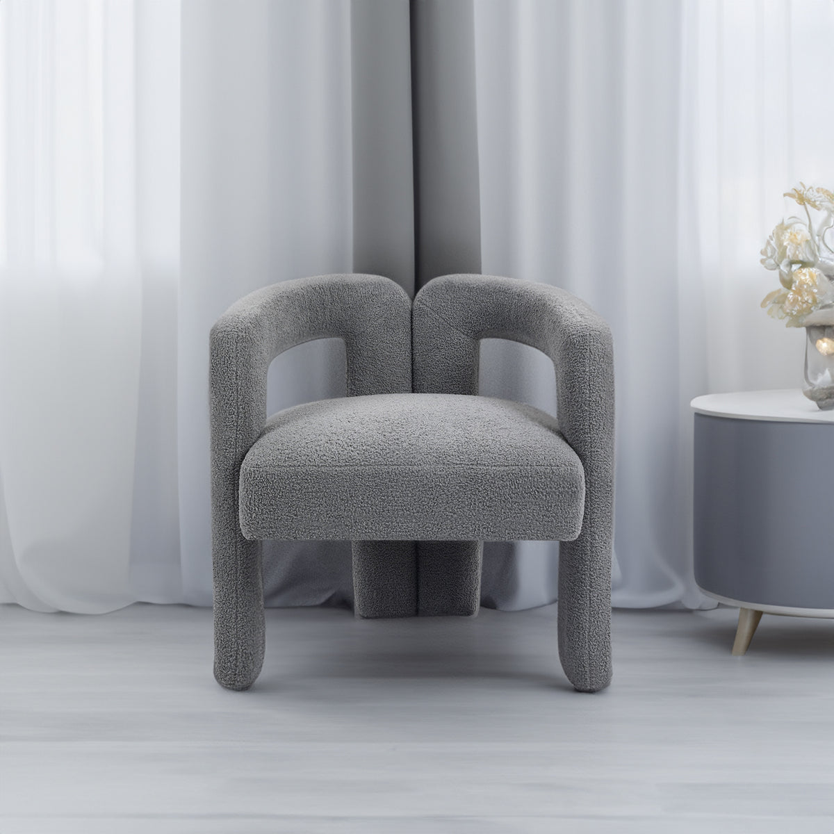 Teddy Fabric Dining Chair – Grey