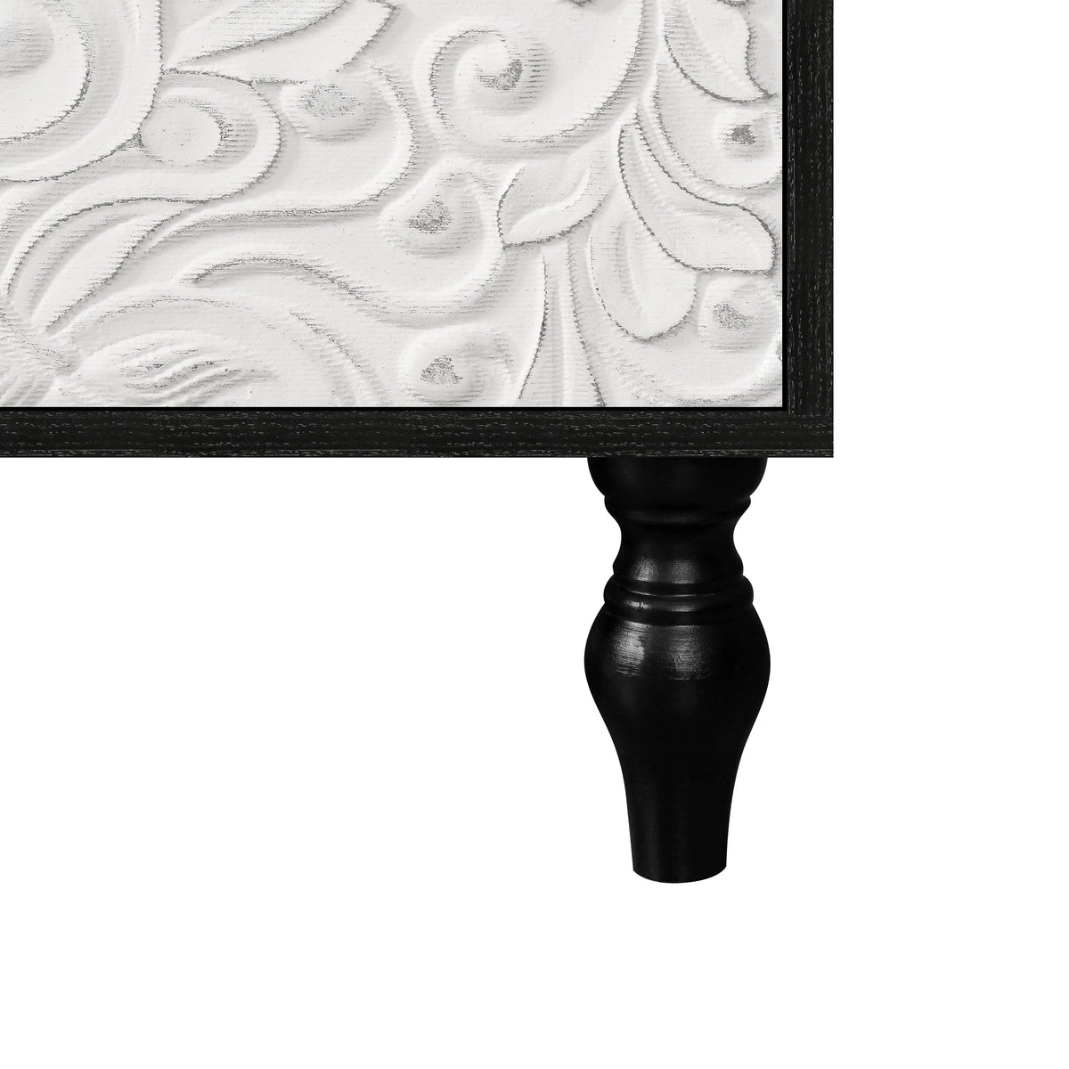 Vintage White Faceted Accent Cabinet with Black Frame
