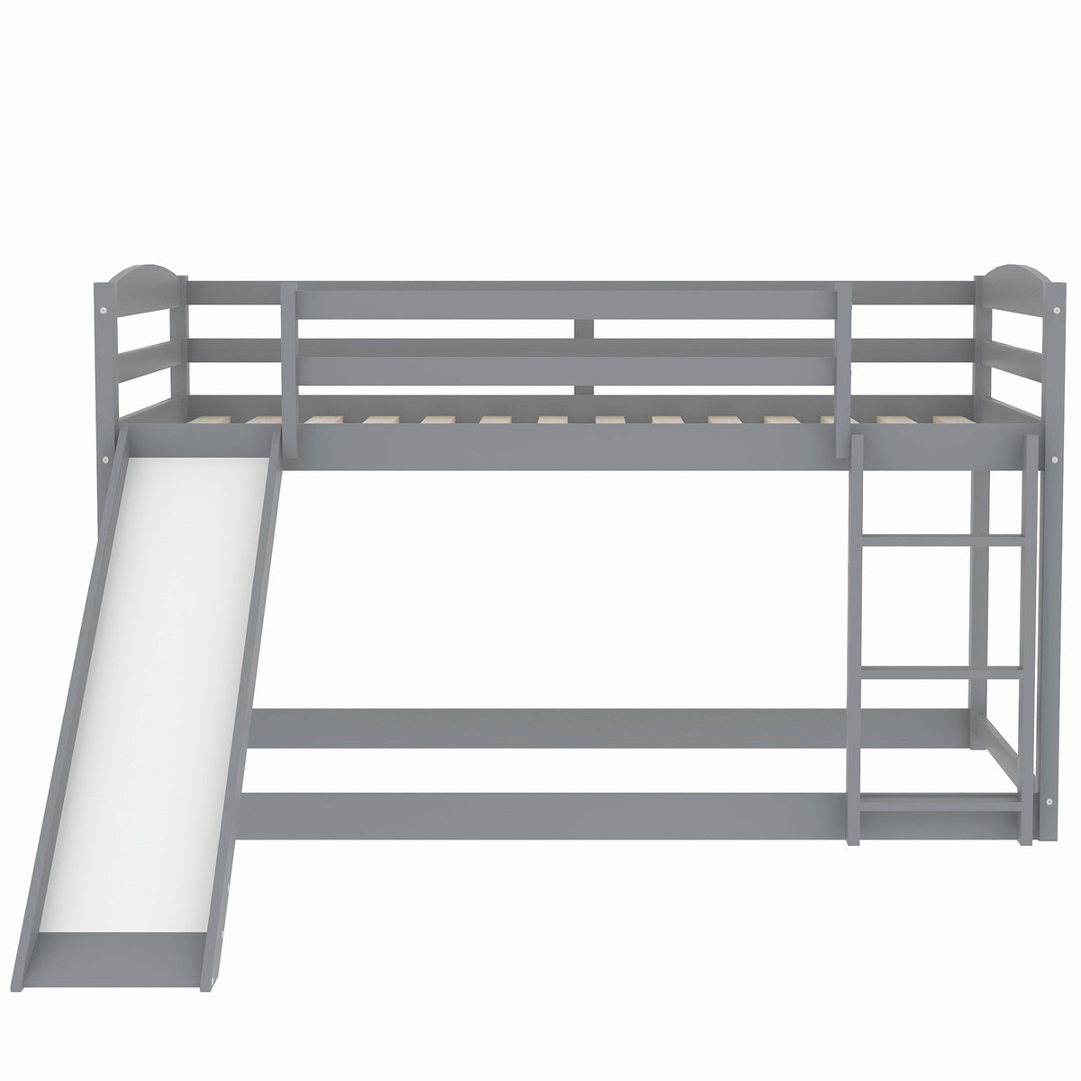 Twin Over Twin Bunk Bed with Slide Gray