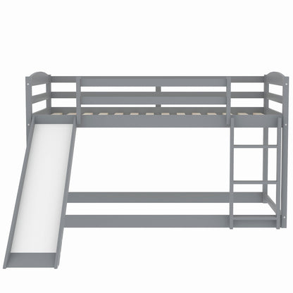 Twin Over Twin Bunk Bed with Slide Gray