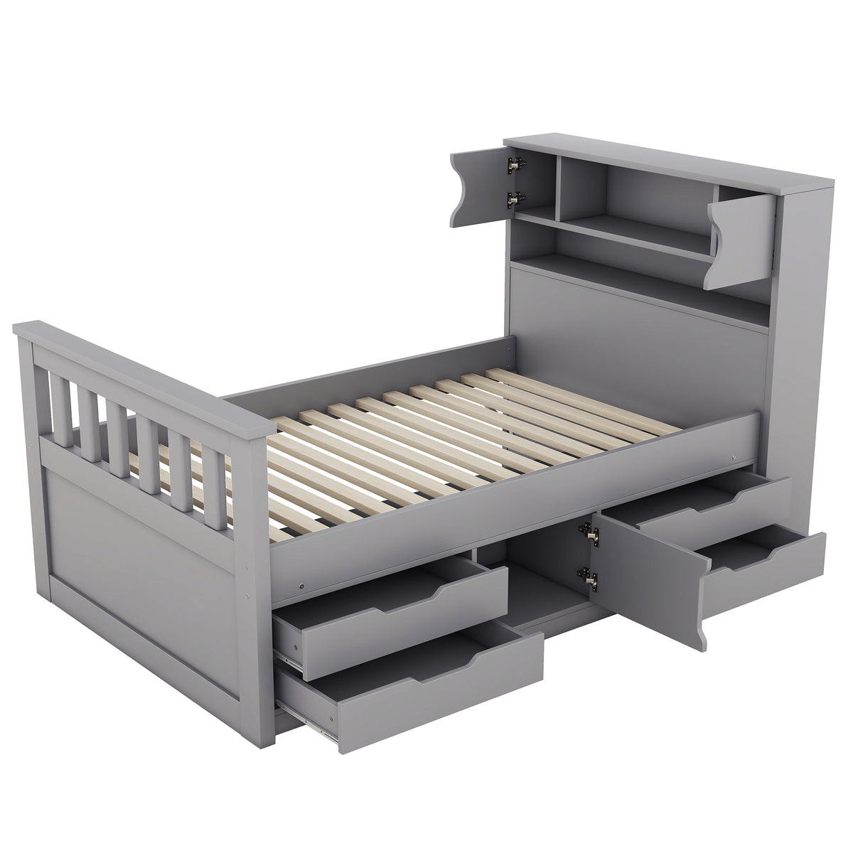 Twin Captain Platform Bed Gray