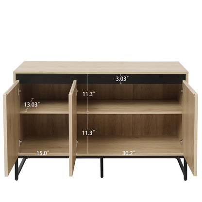 Engraved 3-Door Sideboard Cabinet with LED Lighting