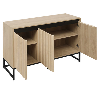 Engraved 3-Door Sideboard Cabinet with LED Lighting
