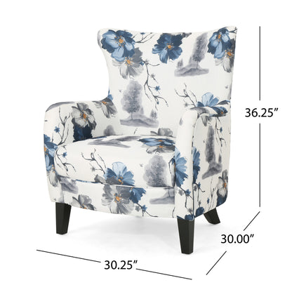 Retro Printed Accent Chair Blue