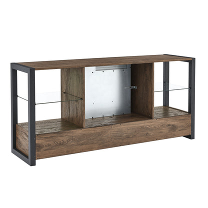 60-Inch Electric Fireplace Media Console Barnwood Finish