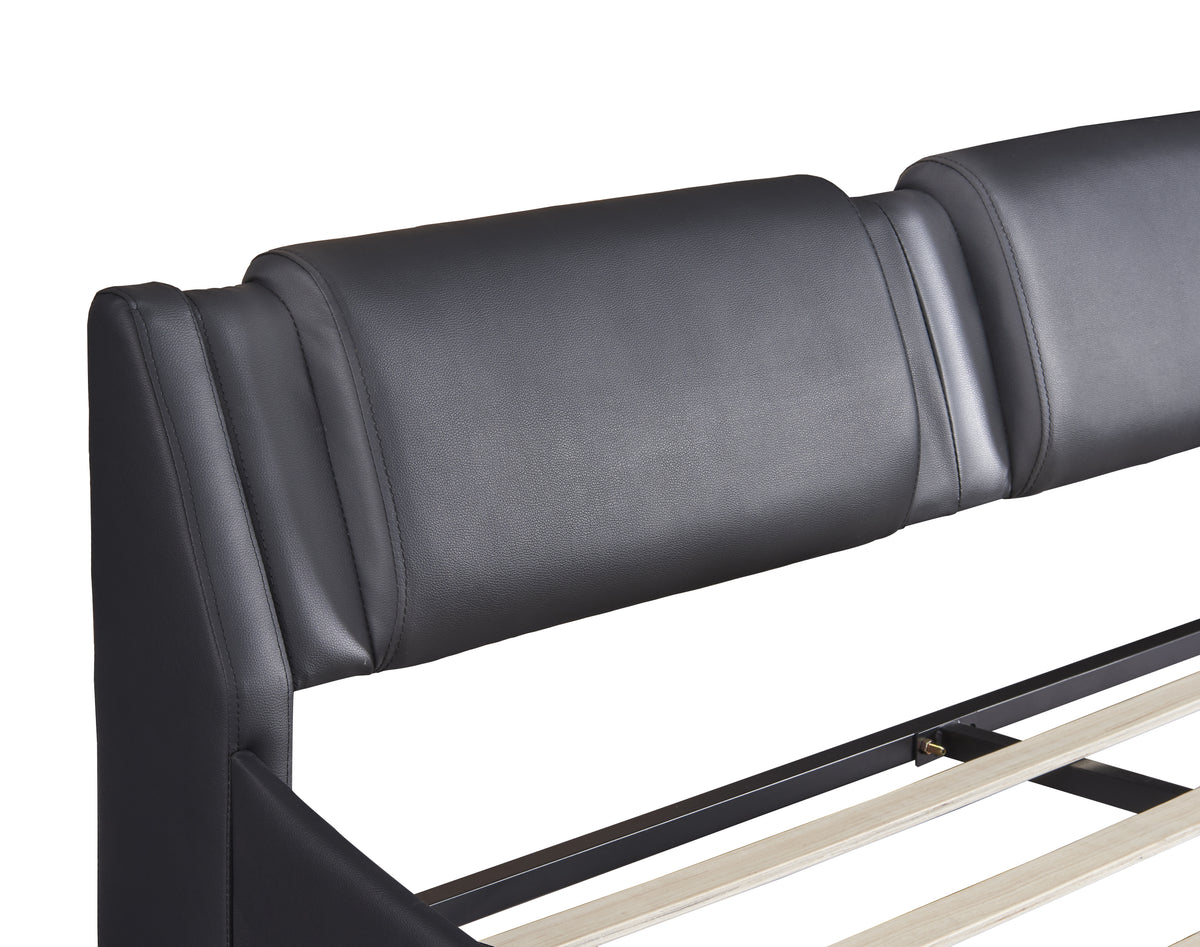 Upholstered Queen Bed with LED Light Black