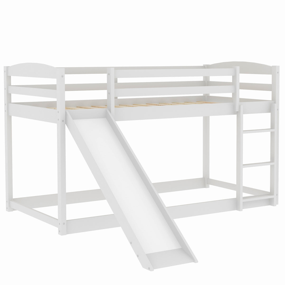 Twin Over Twin Bunk Bed with Slide White