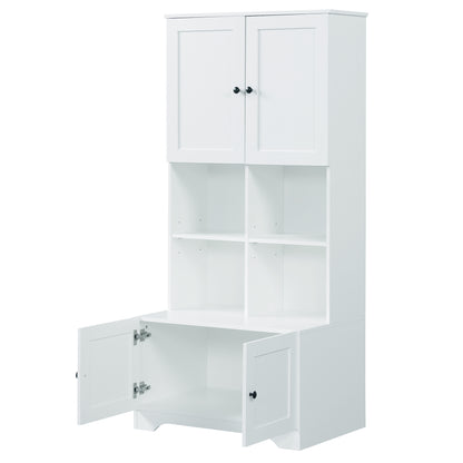 4-Door Bathroom Storage Cabinet White Finish