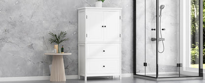 White Bathroom Storage Cabinet with Drawers