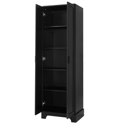 Black Storage Cabinet with Adjustable Shelf MDF Board