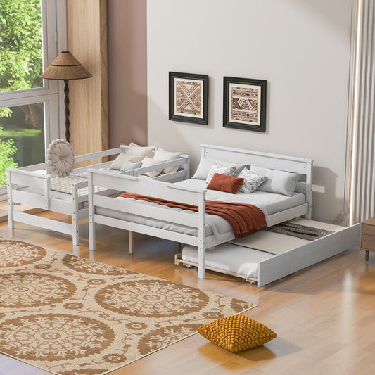 Twin-Full Bunk Bed with Trundle – White