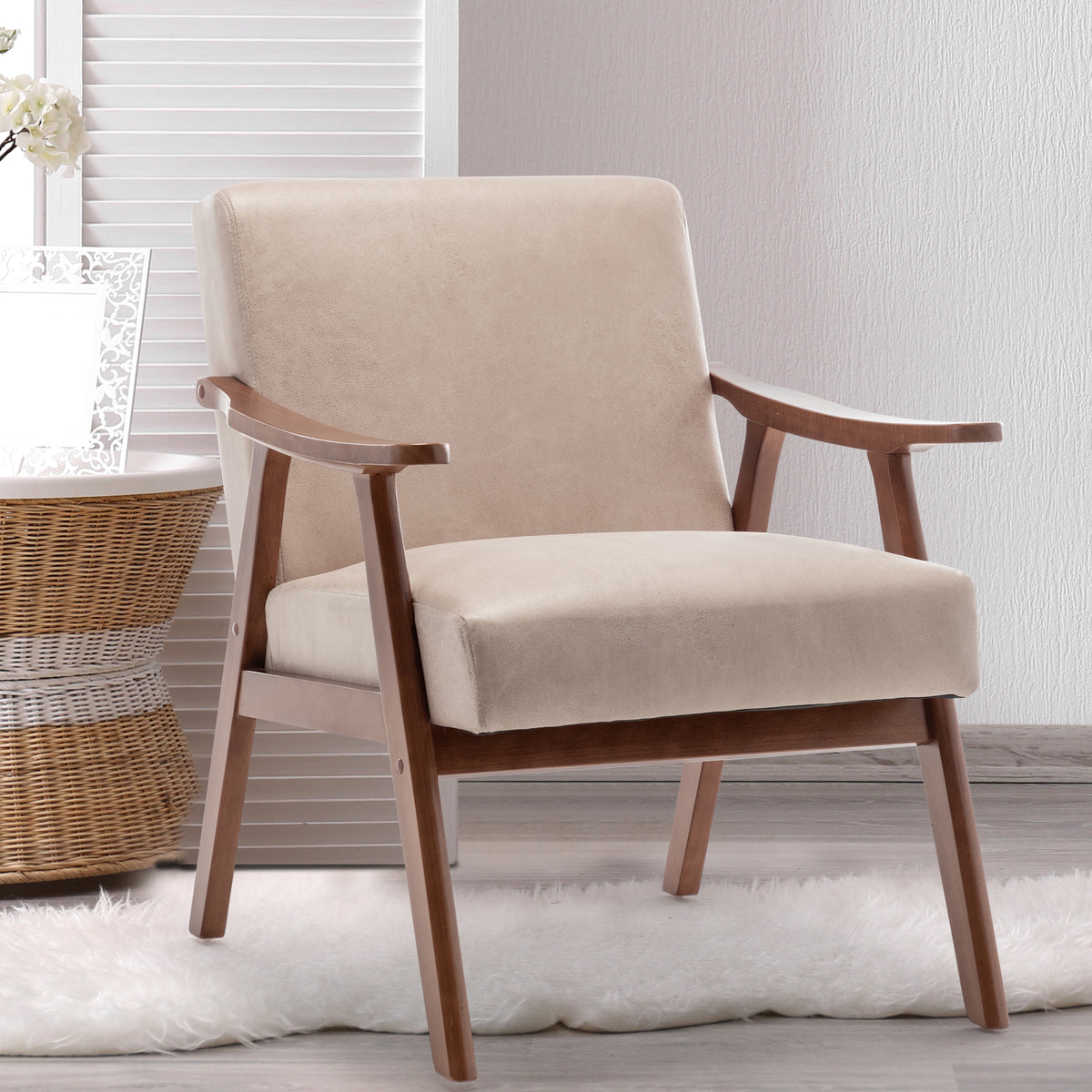 Oakwood Accent Armchair – Beige Linen