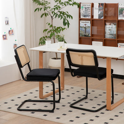 Set of 2 Velvet Dining Chairs Black and Gold Legs