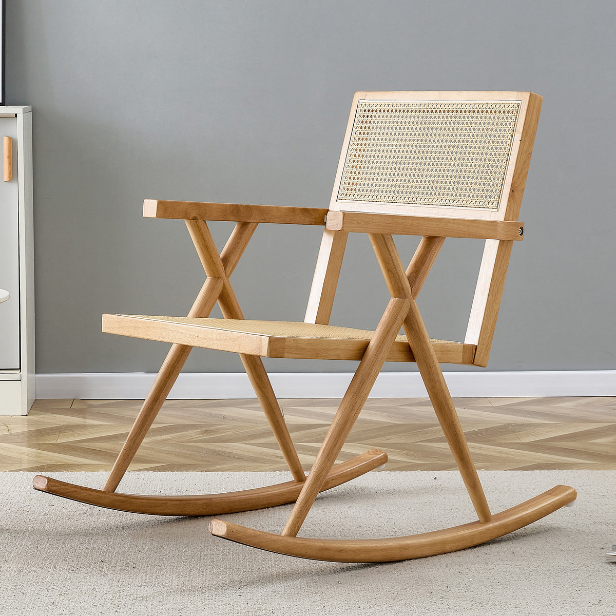 Outdoor Rattan Rocking Chair – Gray Wicker