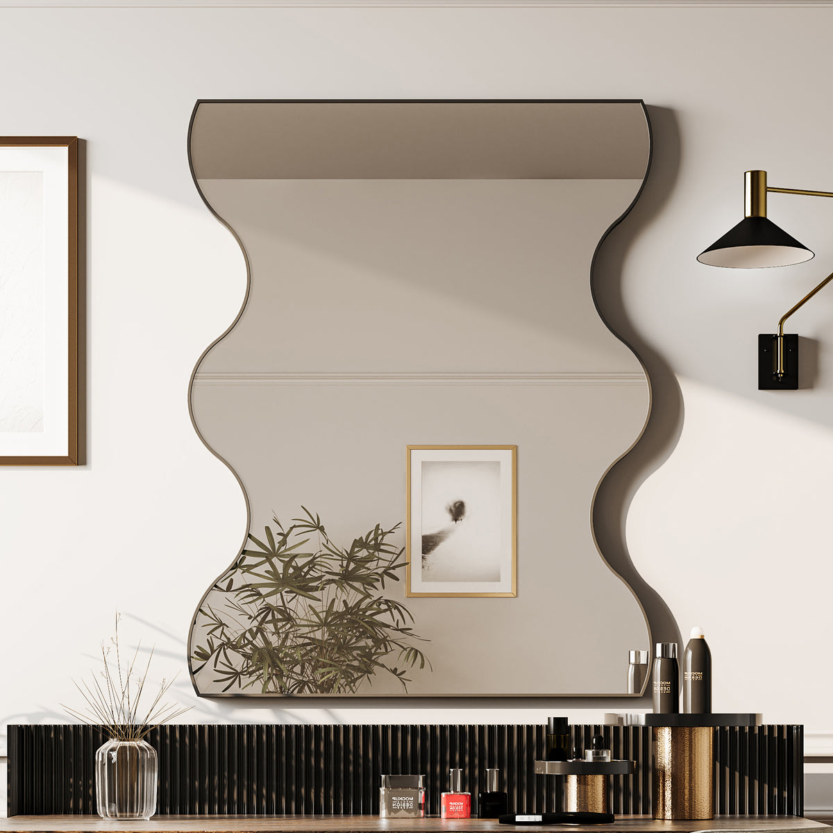 30x35” Rectangular Wall Mirror – Black Frame