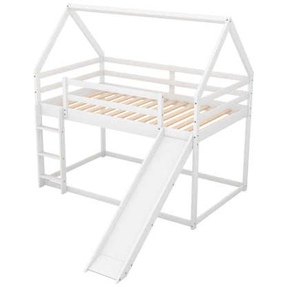 Twin House Bed with Slide White