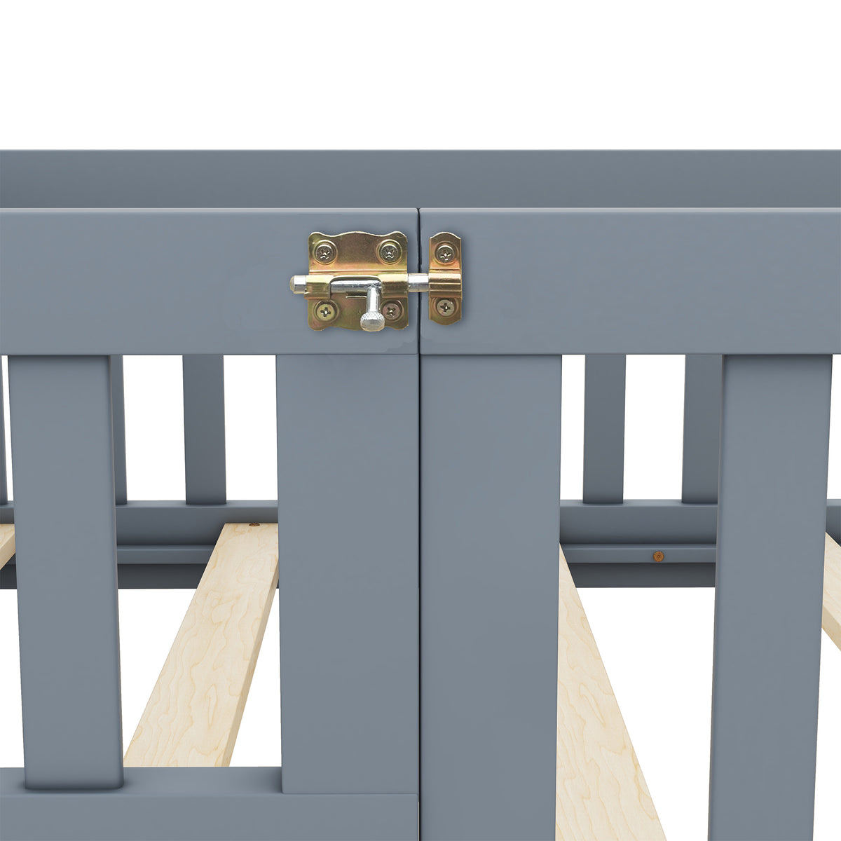 Twin Kids Bed Frame with Safety Rails – Gray