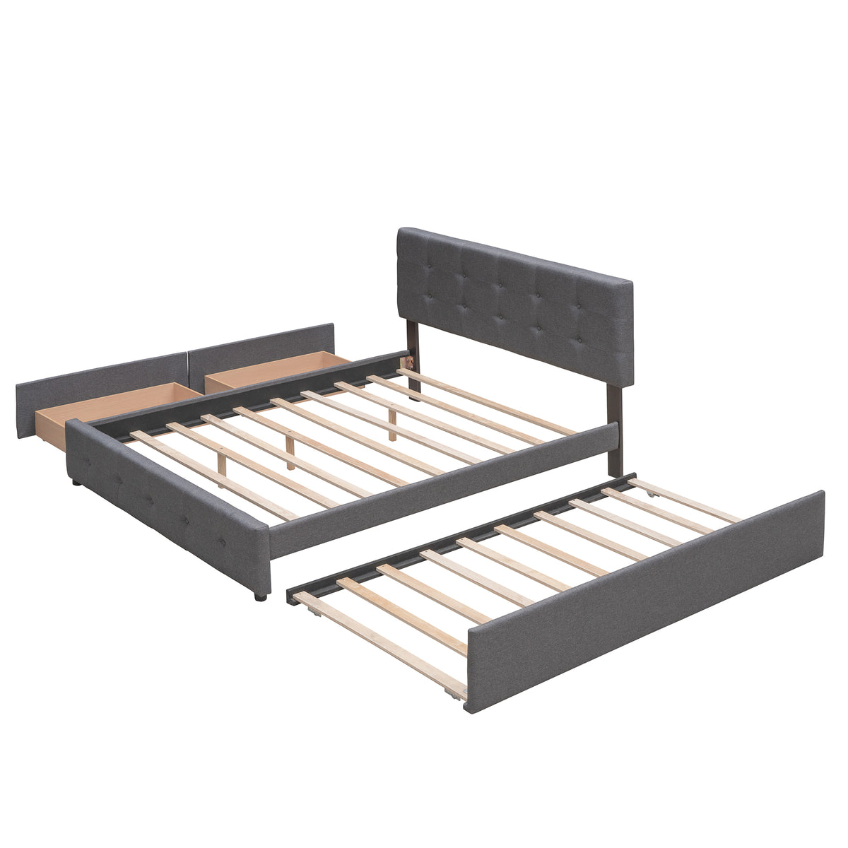 Upholstered Platform Bed Queen Dark Gray