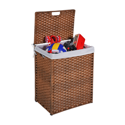 Brown Laundry Hamper with Lid and 2 Removable Bags
