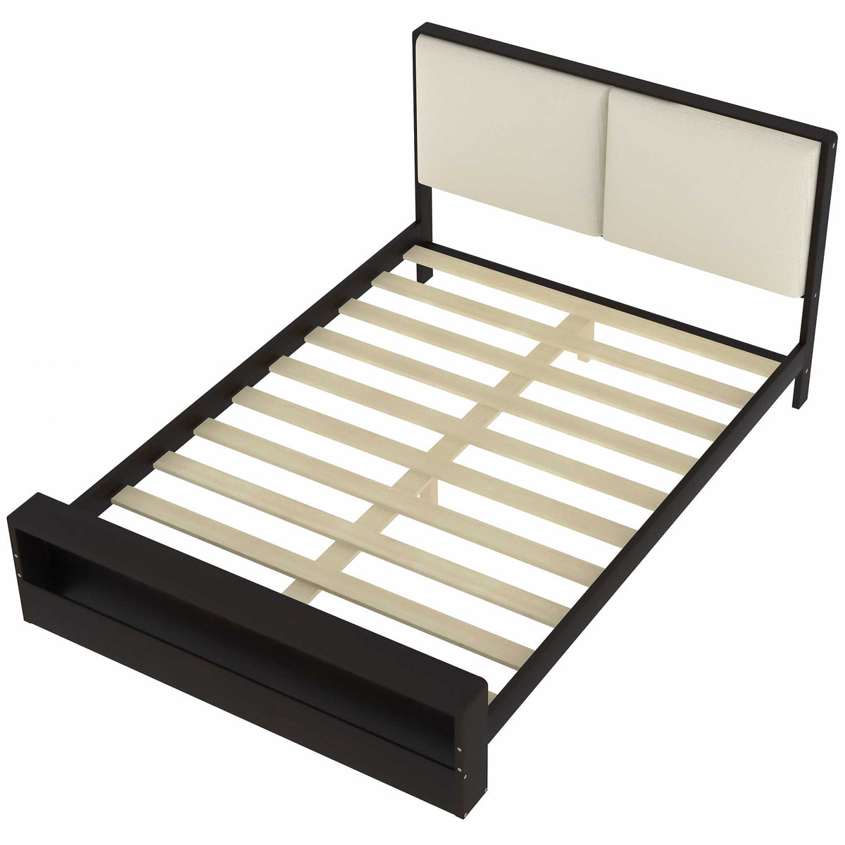 Queen Platform Bed with LED Headboard Espresso
