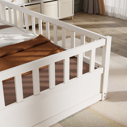 Montessori Floor Bed – White Wooden Frame