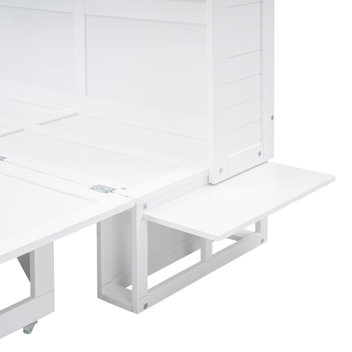 Queen Murphy Bed with Bookcase Storage – White