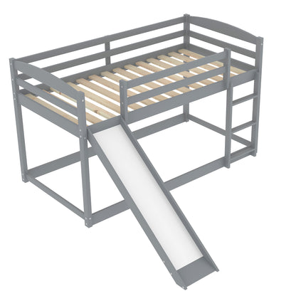 Twin Over Twin Bunk Bed with Slide Gray