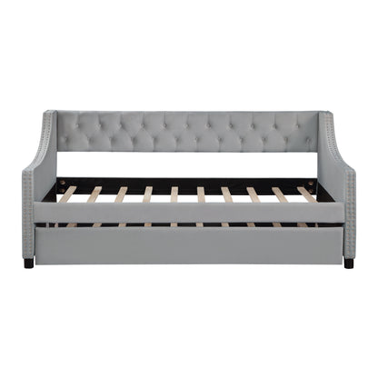 Tufted Twin Daybed with Trundle Beige