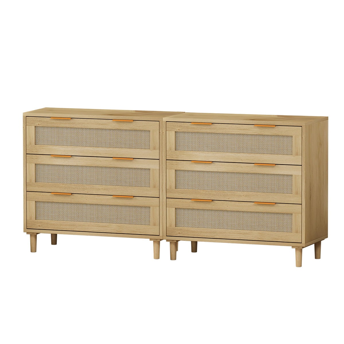 Rattan Drawer Storage Cabinet – Oak & MDF Sideboard
