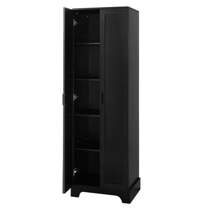 Black Storage Cabinet with Adjustable Shelf MDF Board