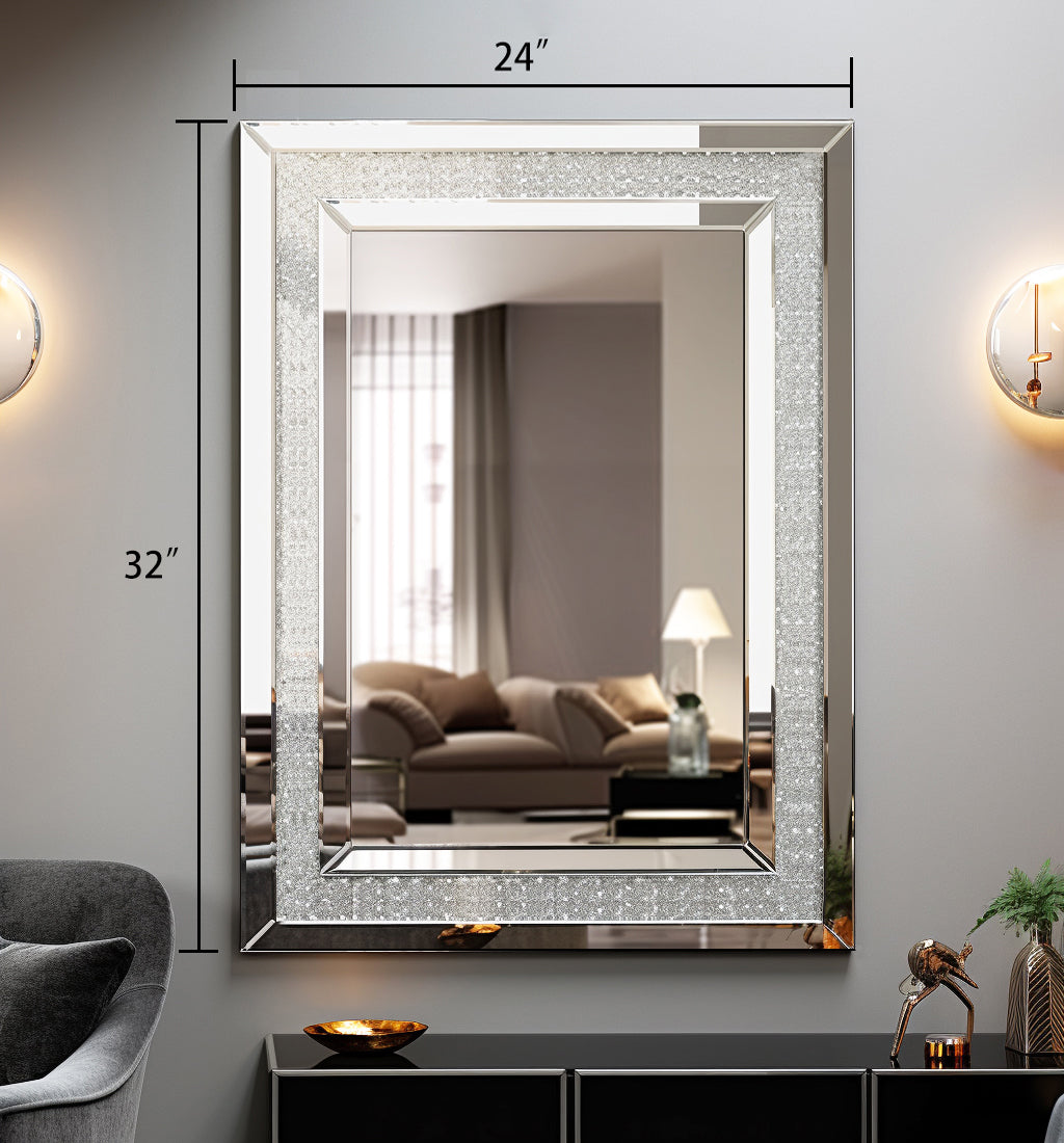 Large Wall Mirror – Decorative Silver Frame
