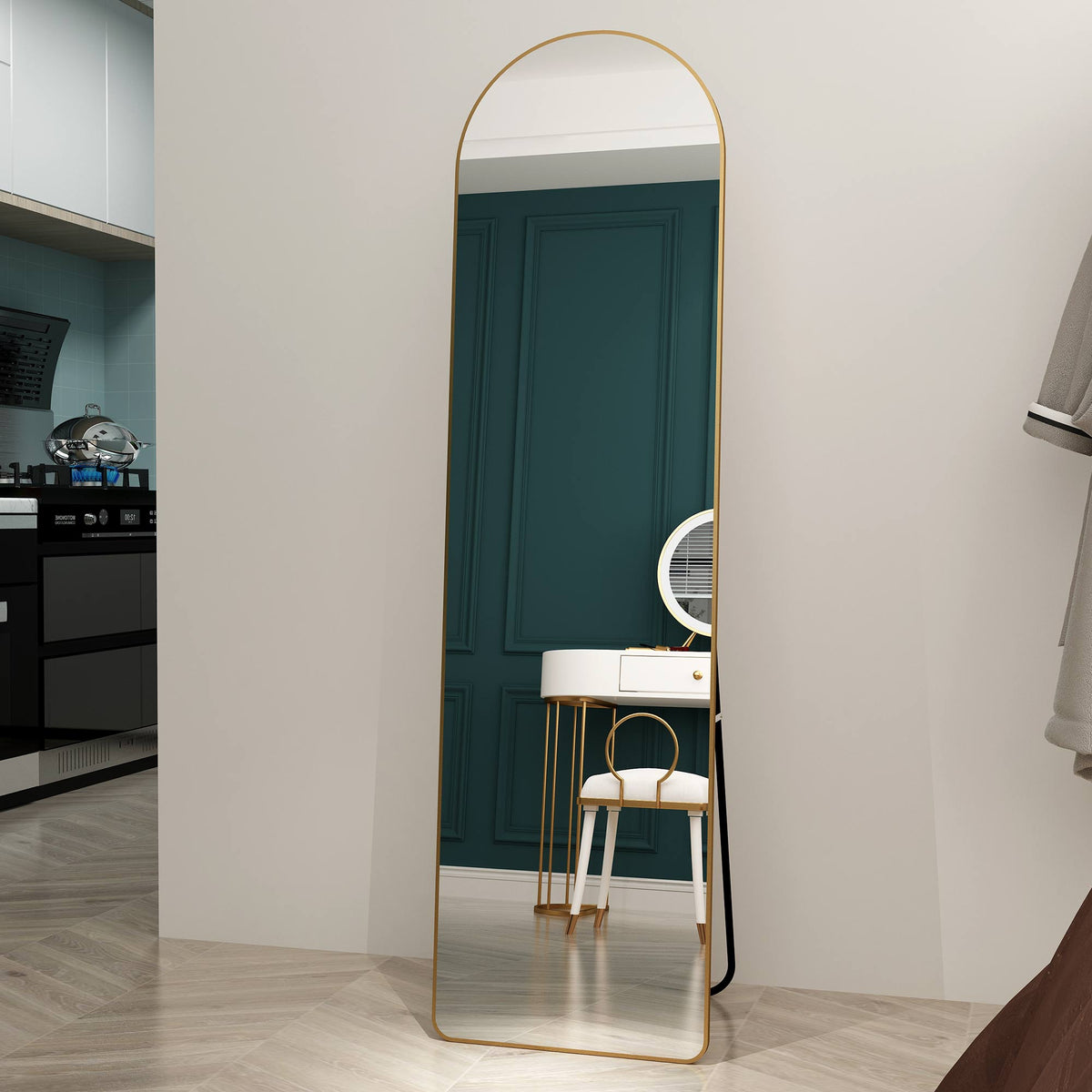 Full-Length Aluminum Alloy Wall Mirror Arched Frame