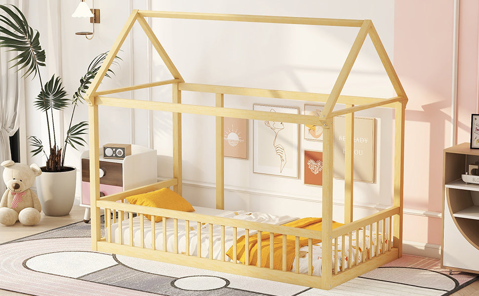 Twin Floor Bed Natural