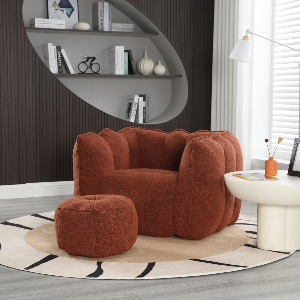 Bean Bag Chair with Footstool Gray