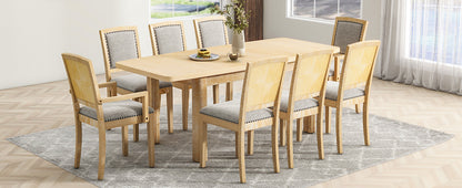84” Expandable Dining Set – Natural Finish