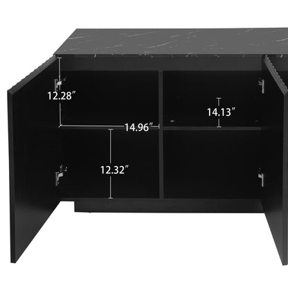 Carved LED Sideboard Cabinet with Adjustable Shelf