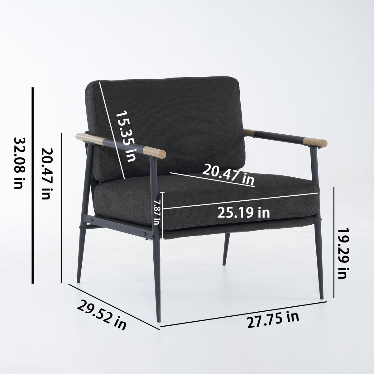Leisure Lounge Armchair – Black Chenille