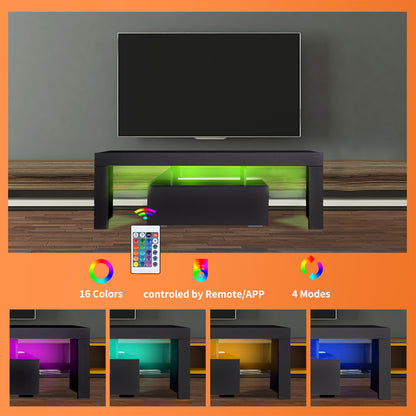 Modern TV Console with LED Storage Gray