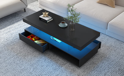 LED Coffee Table with Display and Storage Black