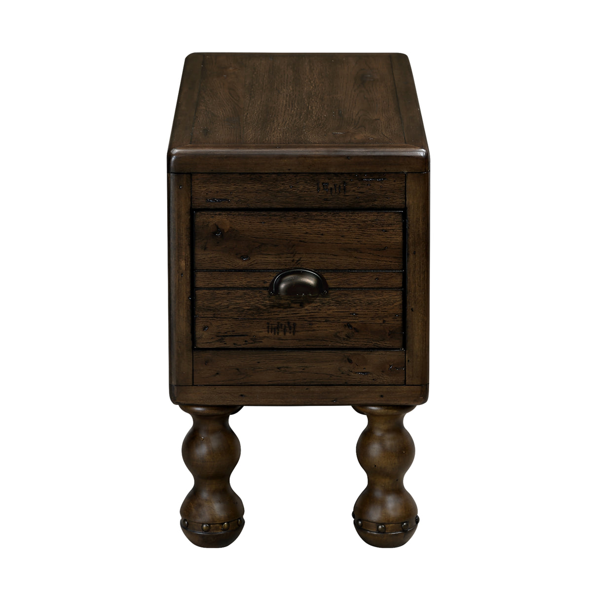 Solid Wood End Table – Espresso Finish with Drawers