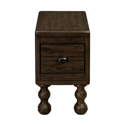 Solid Wood End Table – Espresso Finish with Drawers