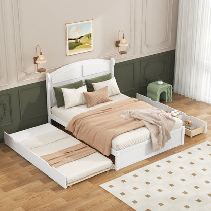 Wood Queen Platform Bed White