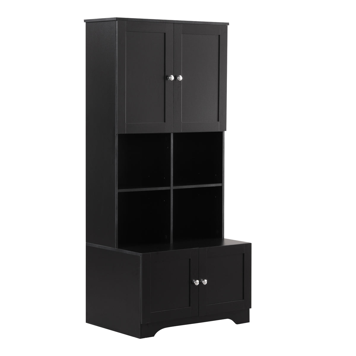 4-Door Bathroom Storage Cabinet Black Finish