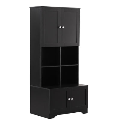 4-Door Bathroom Storage Cabinet Black Finish